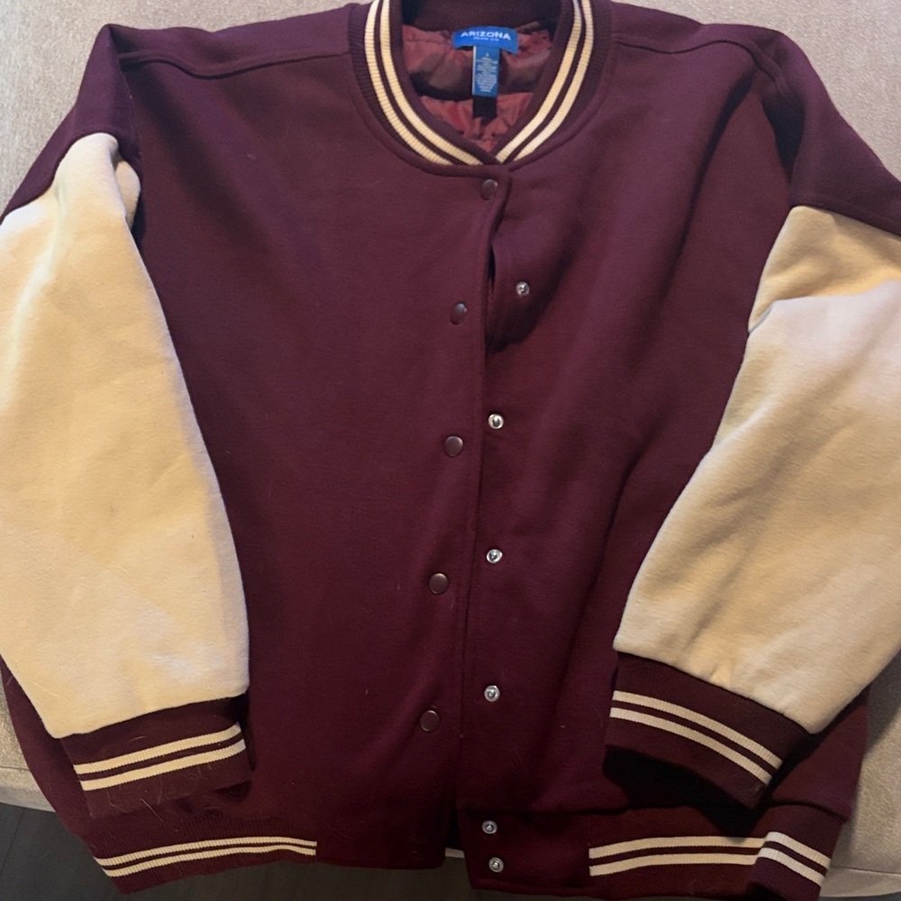 Arizona Jean Company Maroon and Cream Varsity Jacket